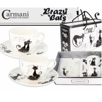 Подарунковий набір Carmani 2 чашки + 2 блюдця Cat World, 250 мл (017-3102)