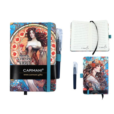 Блокнот Carmani натхненний картинами А. Мухи з ручкою,14,8х10,5 см (021-5096)