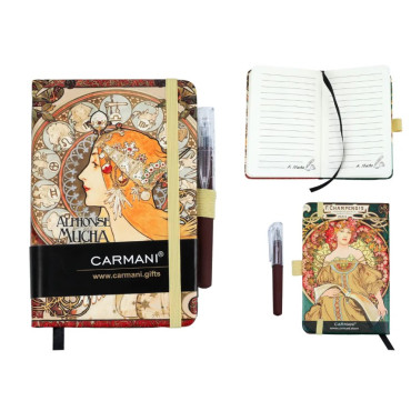 Блокнот Carmani натхненний картинами А. Мухи з ручкою,14,8х10,5 см (021-5097)