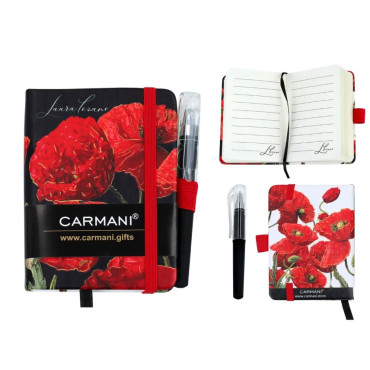Блокнот Carmani Квіти. Маки з ручкою, 7,4х10,5 см (021-5120)