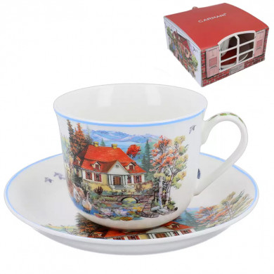 Кружка та блюдце Carmani Village life collection «Будинок над ставком» (400 мл) (041-0051)