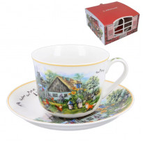 Кружка та блюдце Carmani Village life collection «Заміський будинок» (400мл) (041-0052)