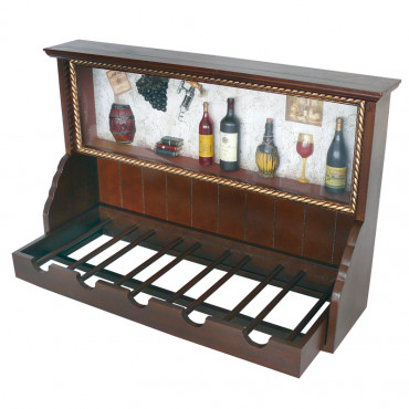 Кухонна полиця для вина з колажем, (60х40см) (123-0021)