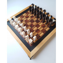 Шахи Арт Деко(resin)50x50 см, ясень, інкрустовані корінь американ. горіха, олива, ебен (140-0004)