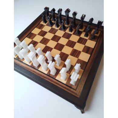 Шахматы Арт Деко2 (resin)50x50 см, ясень, инкрустированные корень ореха, клен, ебен (140-0005)