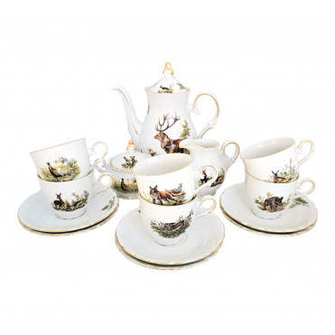 Сервіз кофейний Gloria porcelain Полювання 15 предметів, 1300мл,300мл, 250мл, 250мл(538-0002)