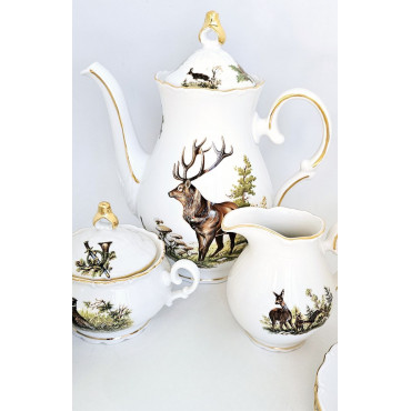 Сервіз кофейний Gloria porcelain Полювання 15 предметів, 1300мл,300мл, 250мл, 250мл(538-0002)