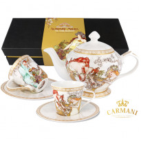 Набір чайник+2 чашки с блюдцами А. Муха, Carmani (539-5000)