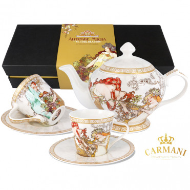 Набір чайник+2 чашки с блюдцами А. Муха, Carmani (539-5000)