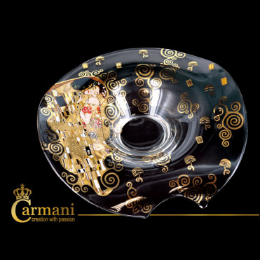 Скляне блюдо Carmani Г. Клімт Поцілунок (h-10,5 см, d-35 см) (841-5301)