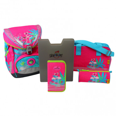 Школьный ранец DerDieDas Ergoflex Flamingo Фламинго (5 предметов) (8405046)