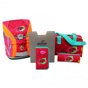 Школьный ранец DerDieDas Ergoflex Vario Nature Girl Божья коровка (5 предметов) (8407062)