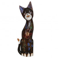 Кот серый с магнолией, 40 см (19128.3)