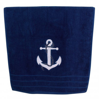 Рушник Sea Club Якір бавовняний, темно-синій (50х100 см, 600 г/м2) (3612.V)