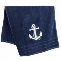 Рушник Sea Club Якір бавовняний, темно-синій (50х100 см, 600 г/м2) (3612.V)