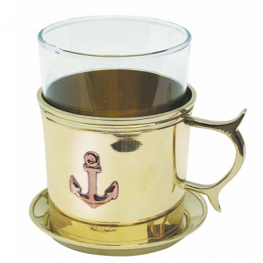 Підстаканник зі склянкою і блюдцем Sea Club Якір (h-9,5 см) (7011.V)
