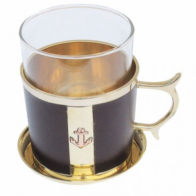 Підстаканник зі склянкою і блюдцем Sea Club Якір (h-9 см) (9024.V)