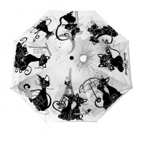 Парасоля складна механічна Carmani Чорно-білі коти (малюнок зовні), (d- 100см,L-24см) (021-7340)