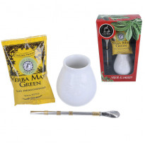 Набір для мате 3 в 1 J. M. Perez Yerba mate (калебас, бомбілья, мате 50г) (100-1038)