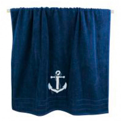 Рушник Sea Club Якір бавовняний, темно-синій (90х150 см, 600 г/м2) (3613.V)